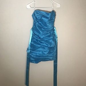 SOLD Short Light Blue Ruched Dress